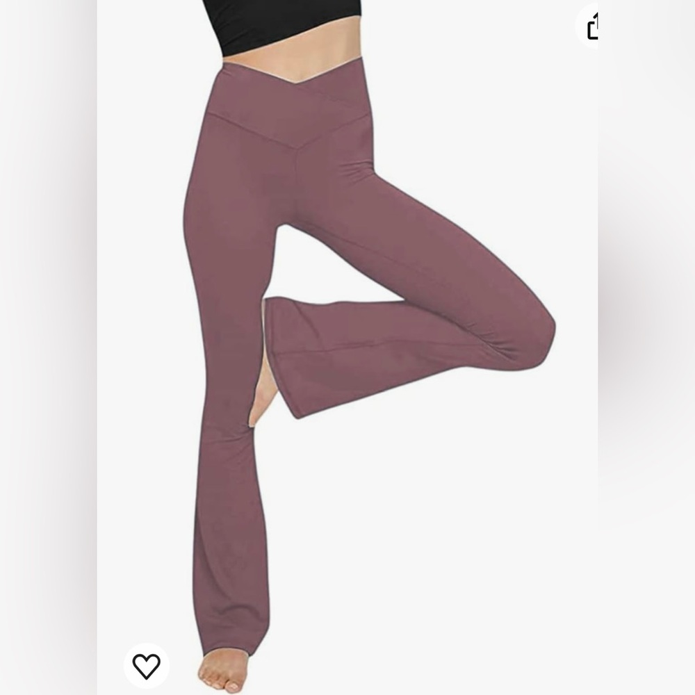 crossover waist flare, pants, pinkish grey, size medium